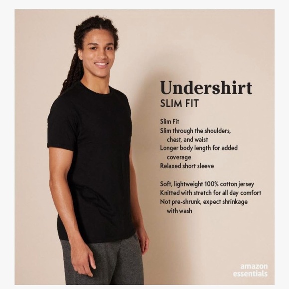 Amazon Essentials White Classic Undershirt 6 Pack - Picture 2 of 5